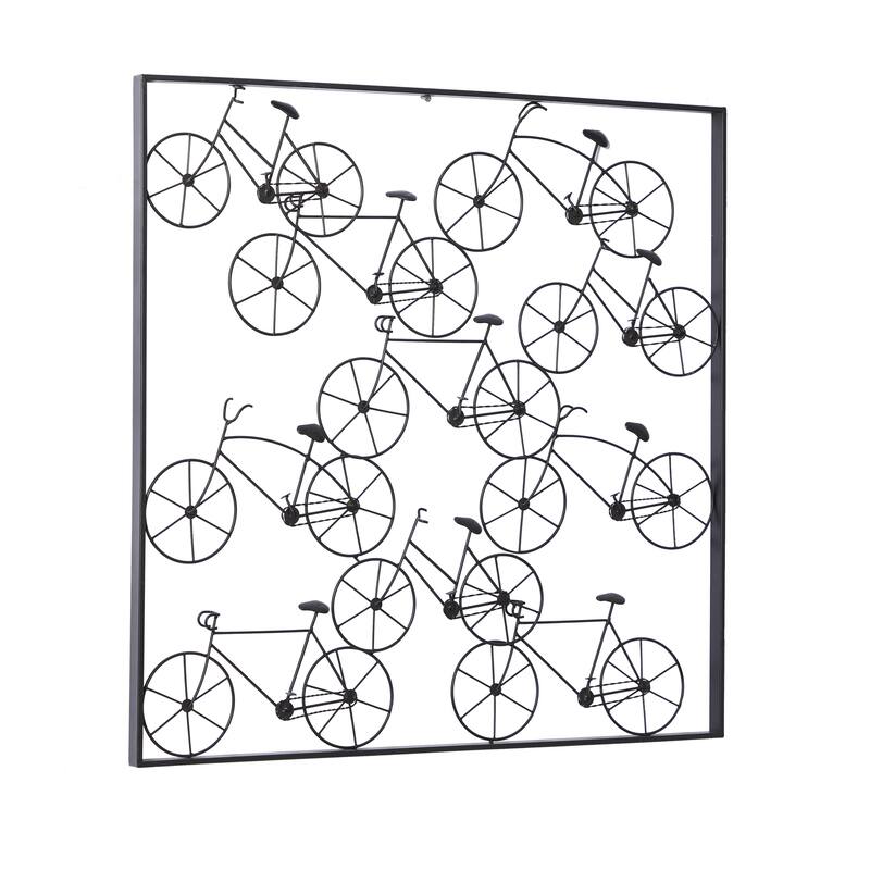 Metal Bike Stacked Home Wall Decor with Black Frame - Black - Roche River Decor