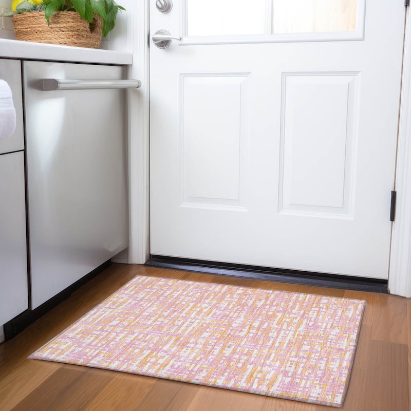 Premium Washable Super Soft Abstract Weave Mayfield Rug - Pink - 1'8" x 2'6"