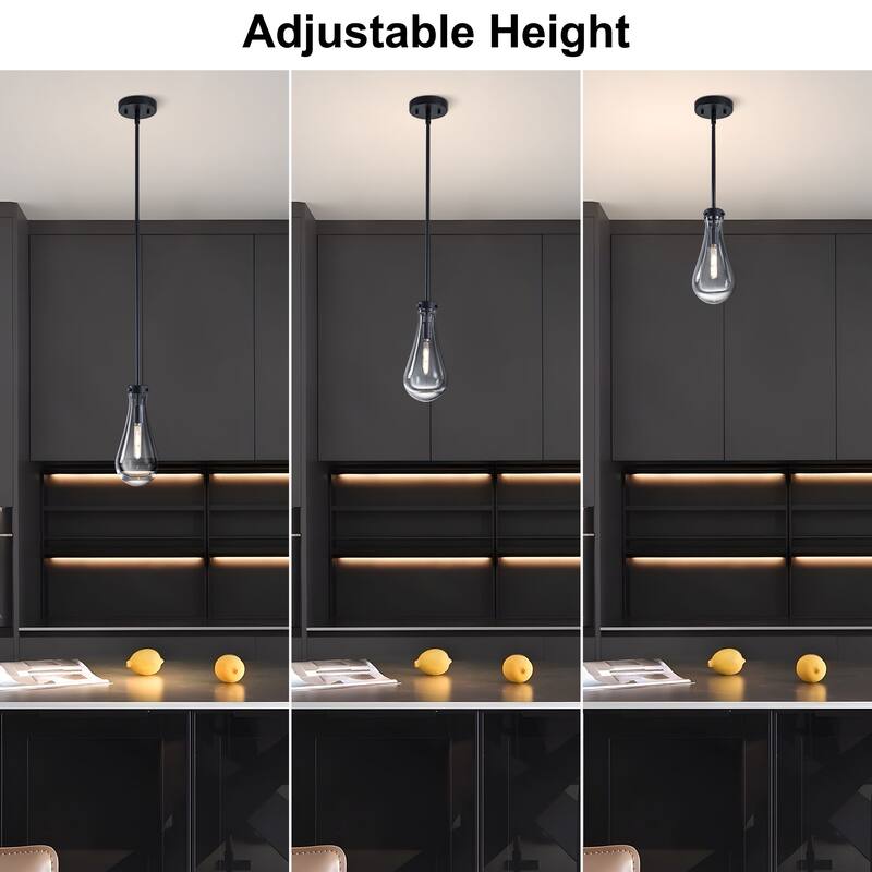 Starsky 1-Light Teardrop Modern Clear Raindrop Glass Pendant