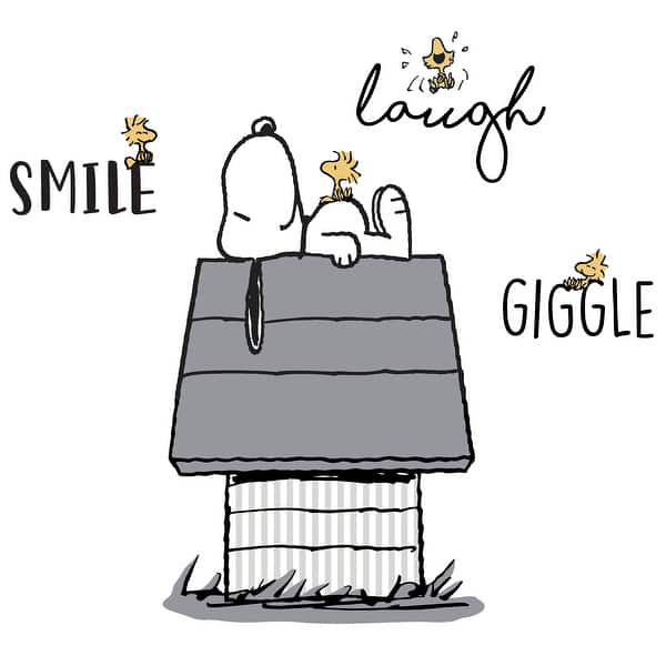 slide 2 of 3, Lambs & Ivy Classic Snoopy with Woodstock & Dog House Black/Gray Wall Decals