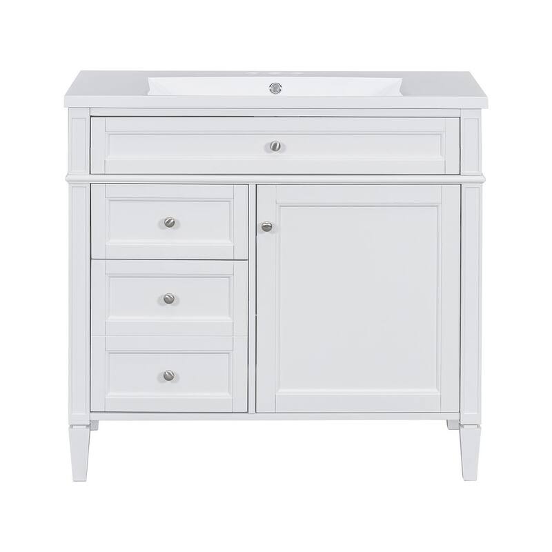 36" Modern Bathroom Vanity with Sink and Medicine Cabinet,2 Soft Closing Doors and 4 Drawers