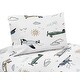 preview thumbnail 1 of 3, Sweet Jojo Designs Vintage Airplane Boy 3pc Twin Sheet Set Green Blue Yellow Airplanes Plane Transportation Clouds Sun Aviator