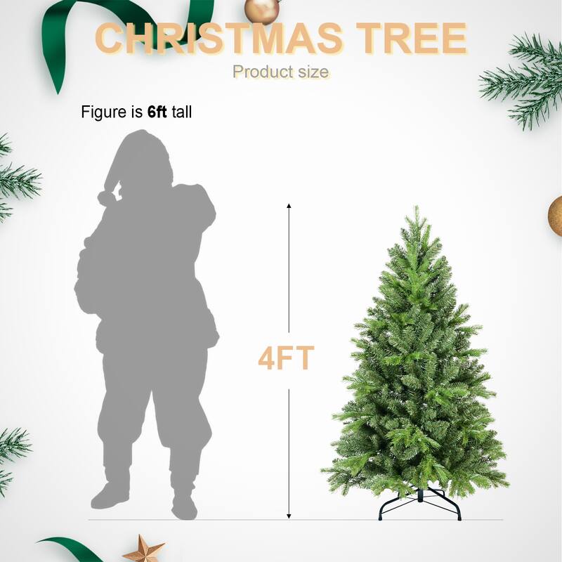 5FT Christmas Tree with 756 PE+PVC Tips-Full-Bodied Holiday Tree with Hinged Branches,Easy Assembly, Stable Metal Stand