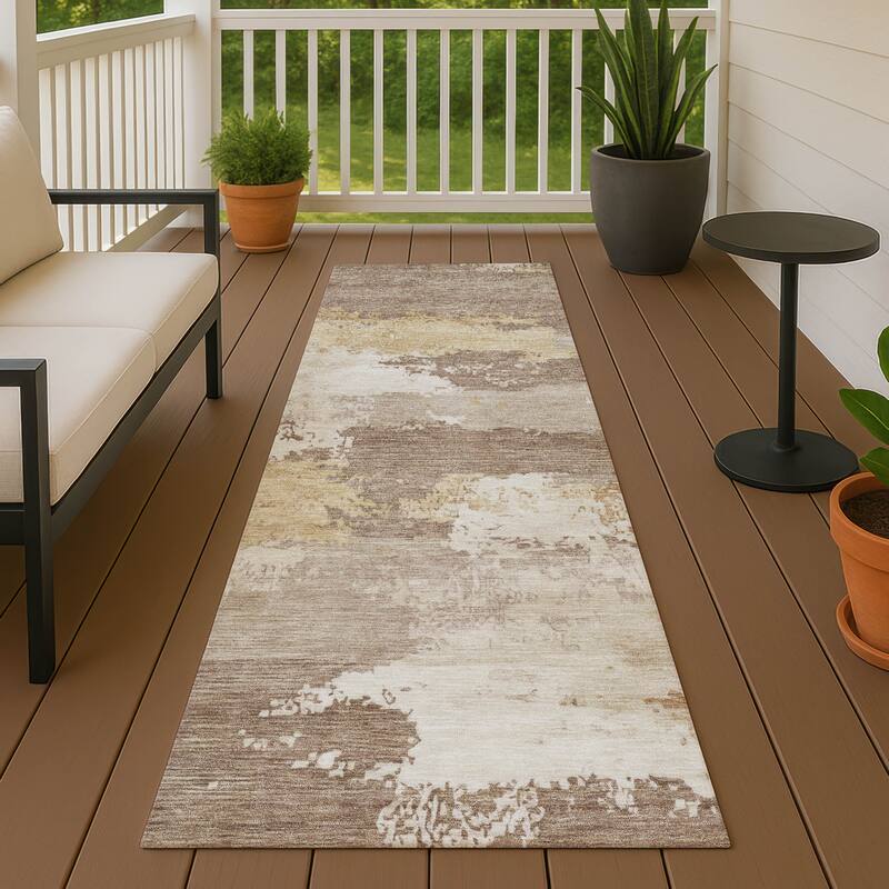 Machine Washable Indoor/ Outdoor Chantille Rug - Mocha - 2'3" x 7'6"