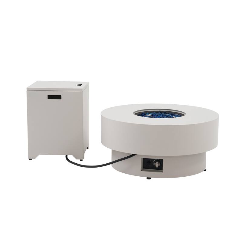 Outdoor 5-Piece Conversation Set with Fire Pit 3-Seater Sofa and Arm Chair