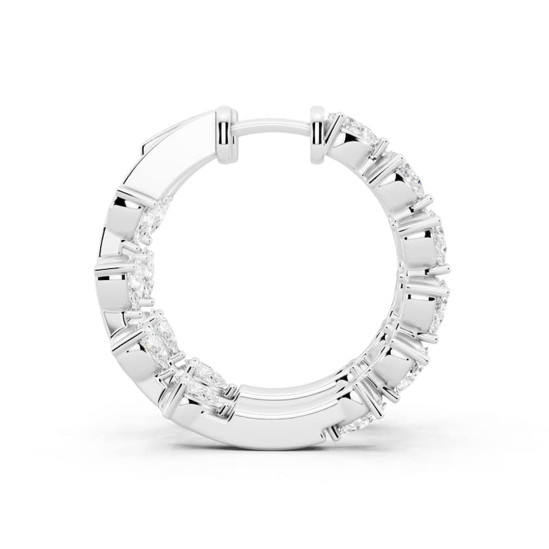 Auriya 14k Gold 3 3/5ctw Pear-shaped Hoop Lab Grown Diamond Earrings (E-F VS)