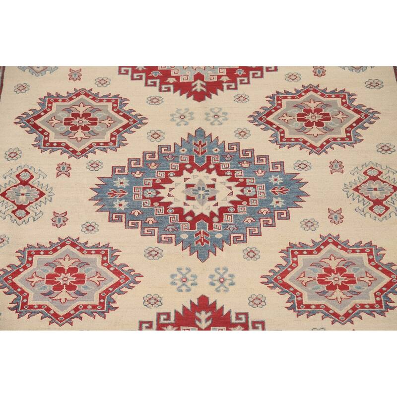 Ivory Kazak Oriental Area Rug Handmade Wool Carpet - 8'3" x 10'11"
