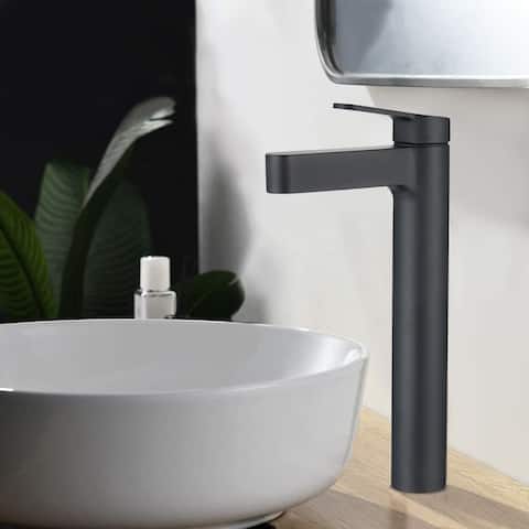 BATHLET 11'' High Single Hole Single Handle Bathroom Faucet in Matte Black - 5.26×11.1