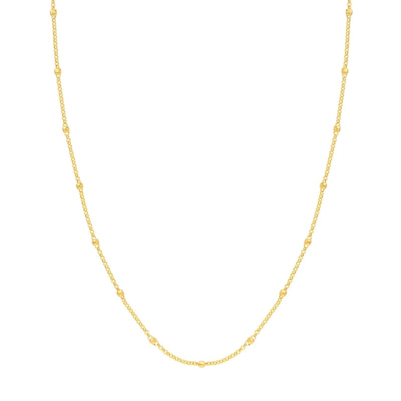 Curata 14k Yellow Gold 3mm Disco Bead Rolo Chain Necklace