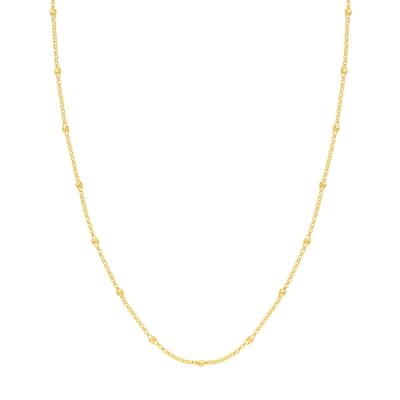 Curata 14k Yellow Gold 3mm Disco Bead Rolo Chain Necklace