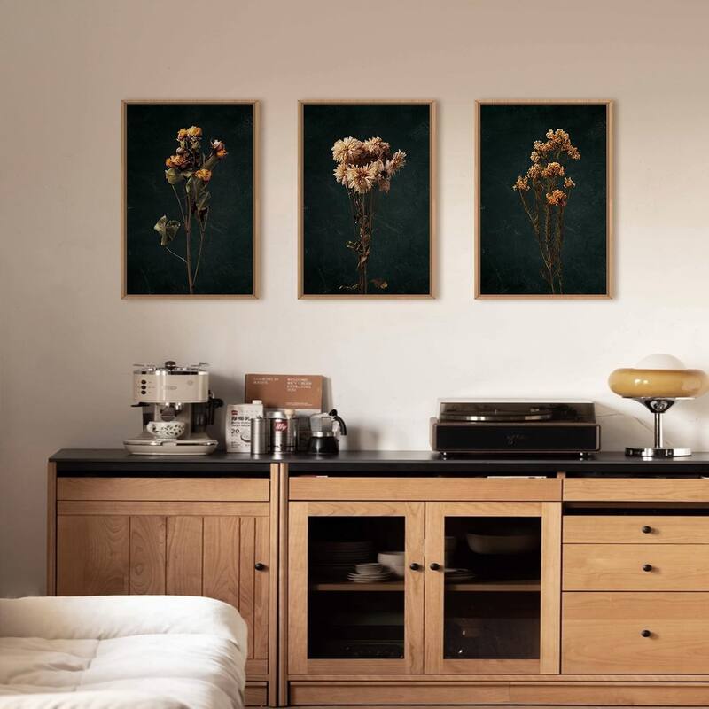 Boho Floral Framed Canvas Wall Art Set