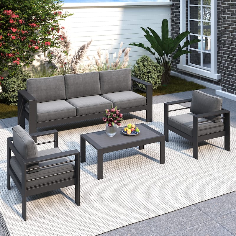 Royalcraft 4 Piece Aluminum Outdoor Patio Furniture Set