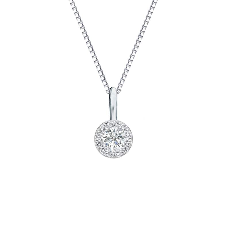 Auriya 14k Gold 1/4ct TDW Round Diamond Halo Necklace (I-J, SI2-SI3) - White