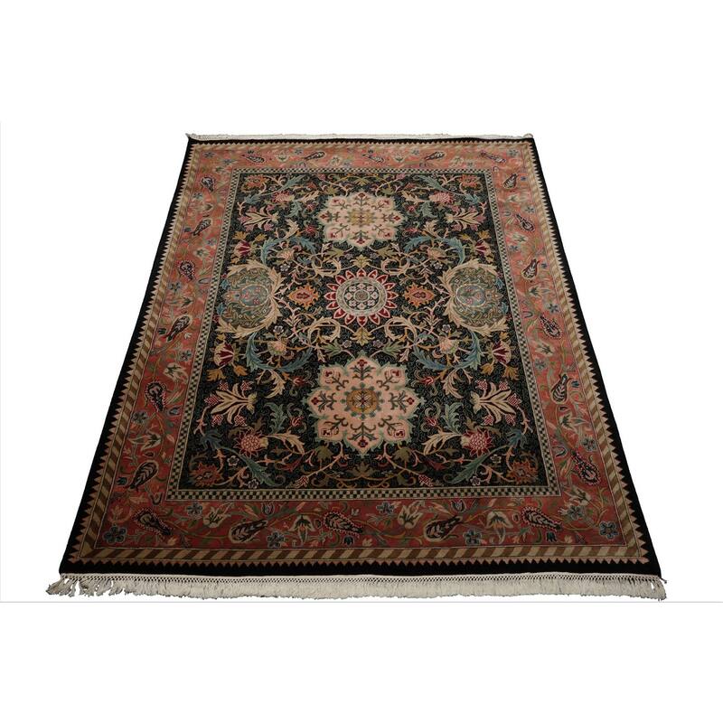 8x10 Hand Knotted Newzeland Wool Black French 200 KPSI Plush Pile Rug - 8' x 10'