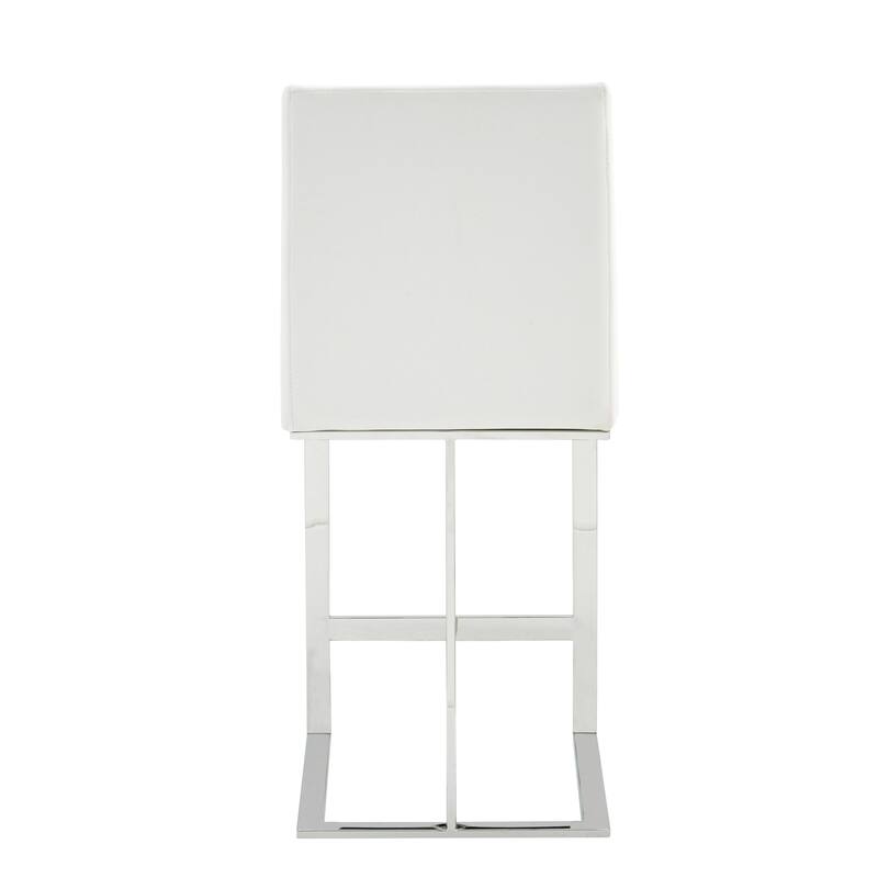 Modrest Frankie Modern White Vegan Leather & Stainless Steel Counter Chair