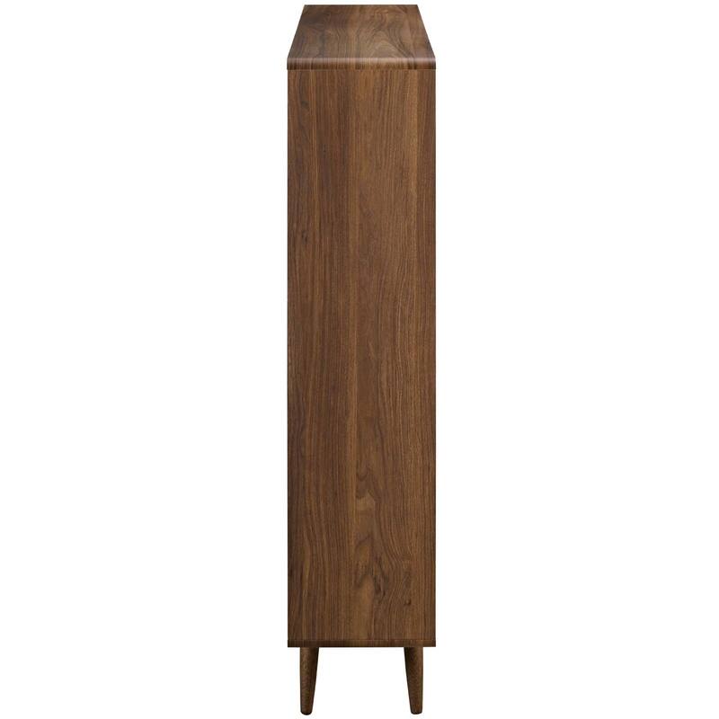 Arbor Mid-century Modern Walnut Wooden 7 Shelf Bookcase Display Cabinet