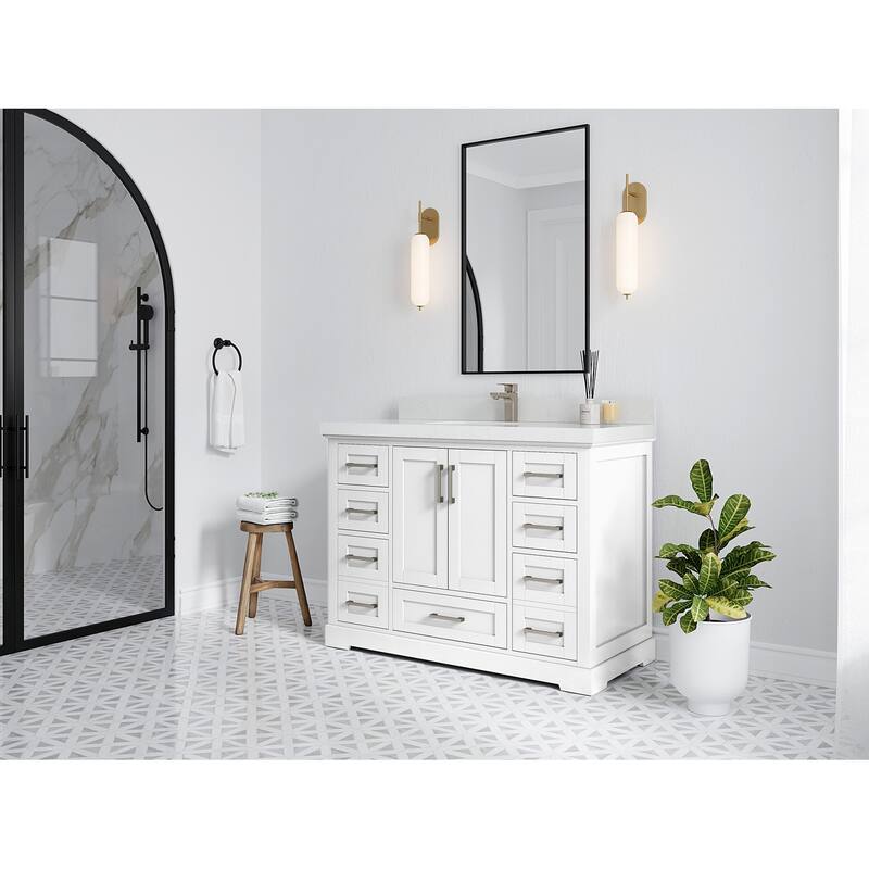 Willow Collection 48 in W x 22 in D x 36 in H Boston Single Bowl Sink Bathroom Vanity with Countertop