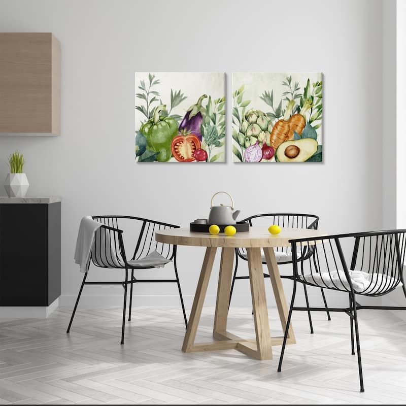 Stupell Country Harvest Vegetables Canvas Wall Art Design By Kim Allen (Set of 2)