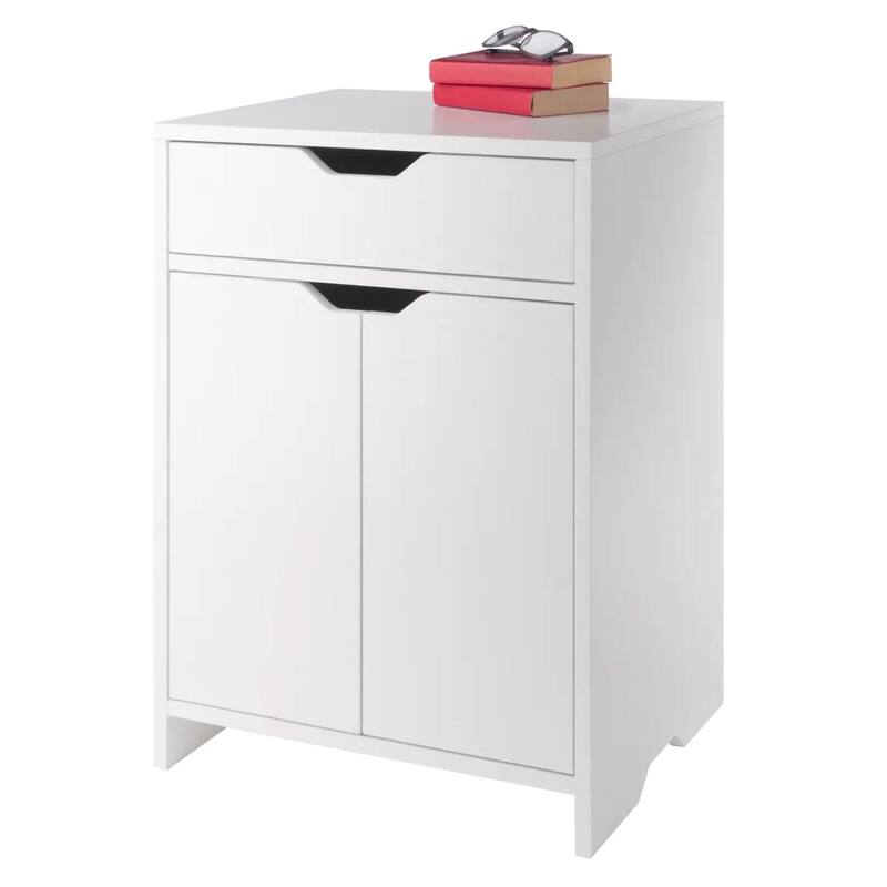 Two Shelf Storage Cabinet with Drawer - 26.25" - White