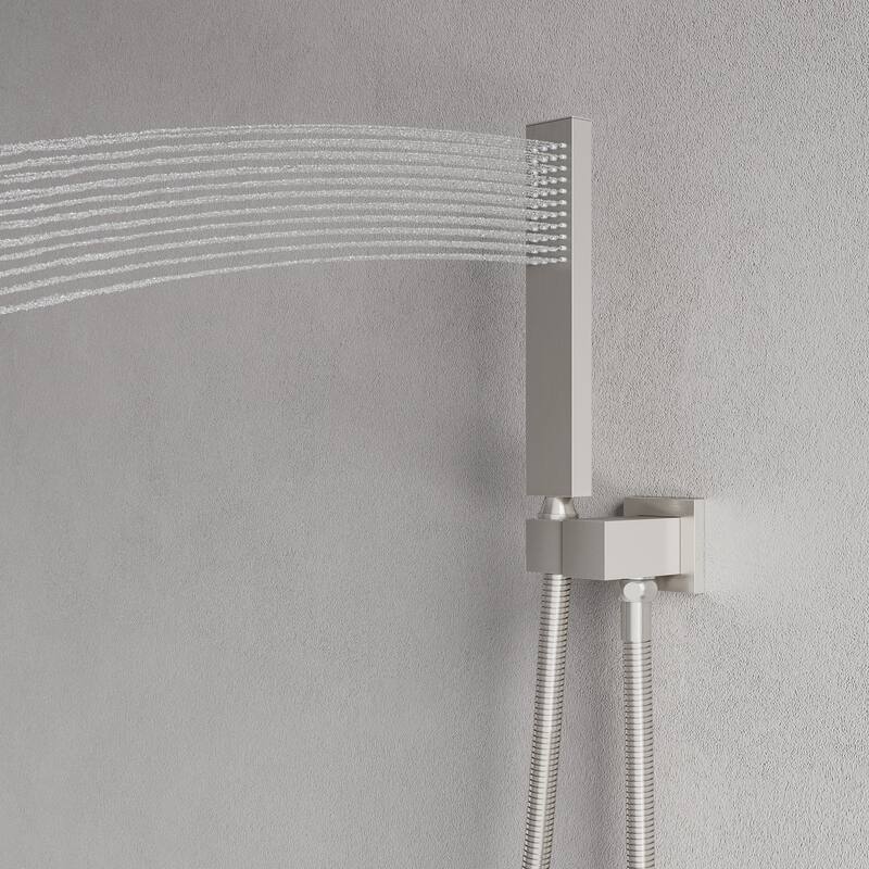 3-Function 22 in. Rectangle Wall Mount Rainfall Shower System With Hand shower(Valve Included)