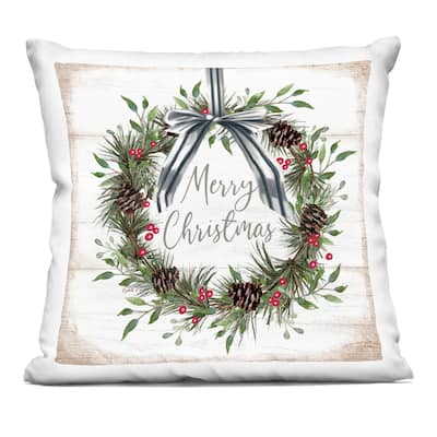 Stupell Rustic Christmas Pinecone Wreath Decorative Printed Throw Pillow Design by Elizabeth Tyndall