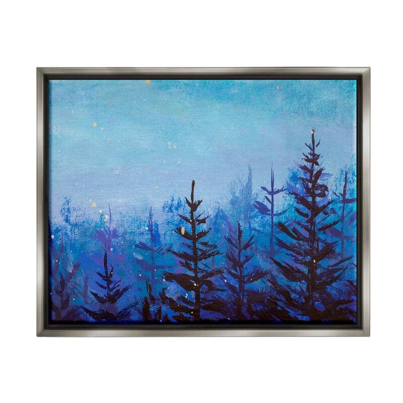 Stupell Foggy Magical Forest Framed Floater Canvas Wall Art Design by Valery Rybakow - 21 x 17 - Grey