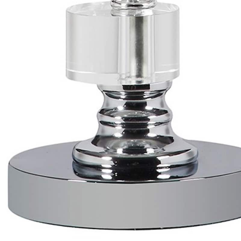 20" Silver Crystal Stacked Geo Cubes Table Lamp With White Classic Empire Shade - 12" x 12" x 20"