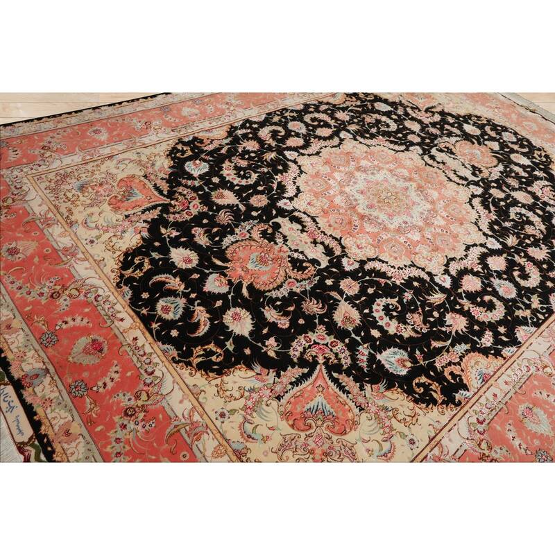 8'3''x11'5'' Hand Knotted Wool Black Traditional 500 KPSI Masterweaver Signed Avian Rug - 8' 3'' x 11' 5''