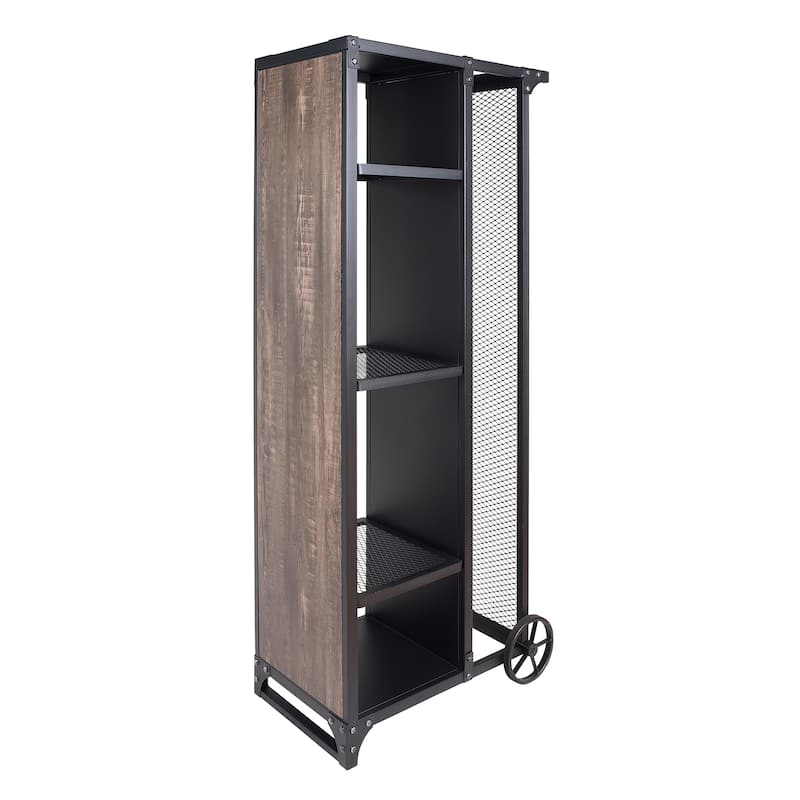 Krueger Rustic Sand Black 68-inch Steel Powder Console with Wire Mesh by Furniture of America