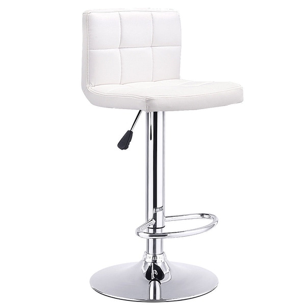 Costway 1 PC Bar Stool Swivel Adjustable PU Leather Barstools Bistro Pub Chair White