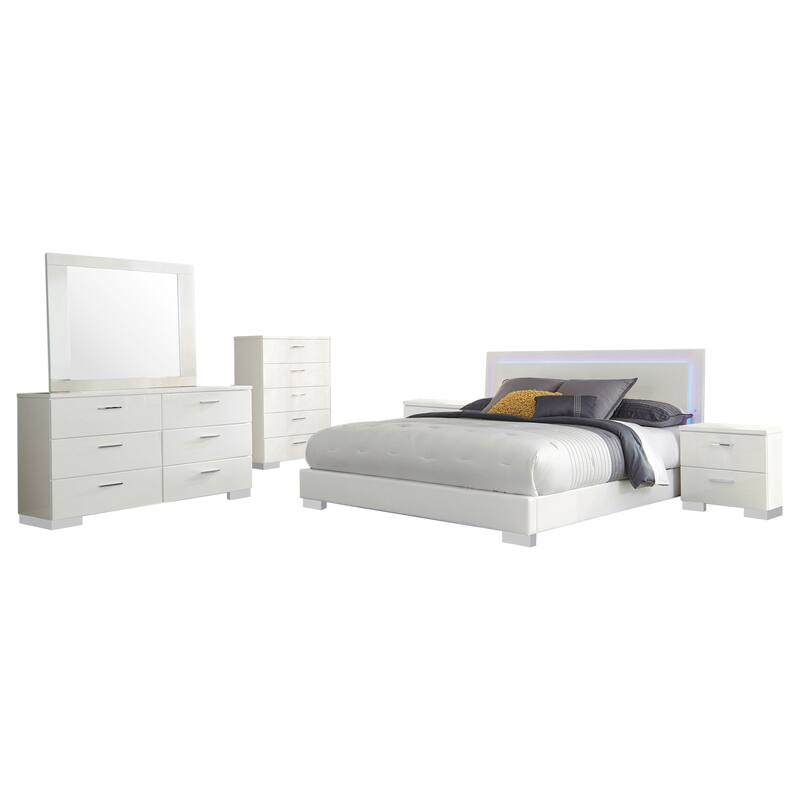 Dulcey White High Gloss 6-piece Eastern King Bedroom Set
