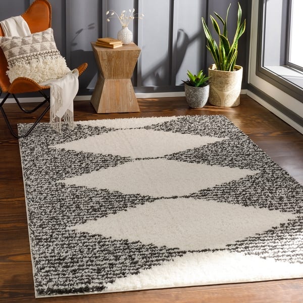 slide 1 of 18, Farciot Plush Boho Diamond Area Rug