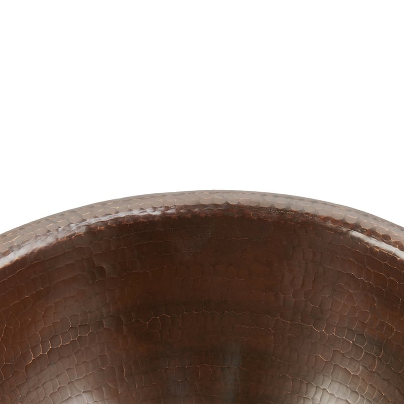14-in Round Self Rimming Hammered Copper Bathroom Sink (LR14RDB)