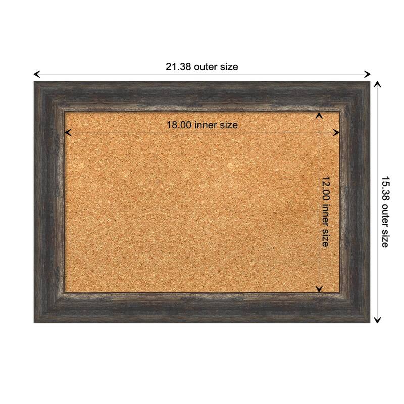 Bark Rustic Char Narrow Framed Cork Bulletin Memo Board