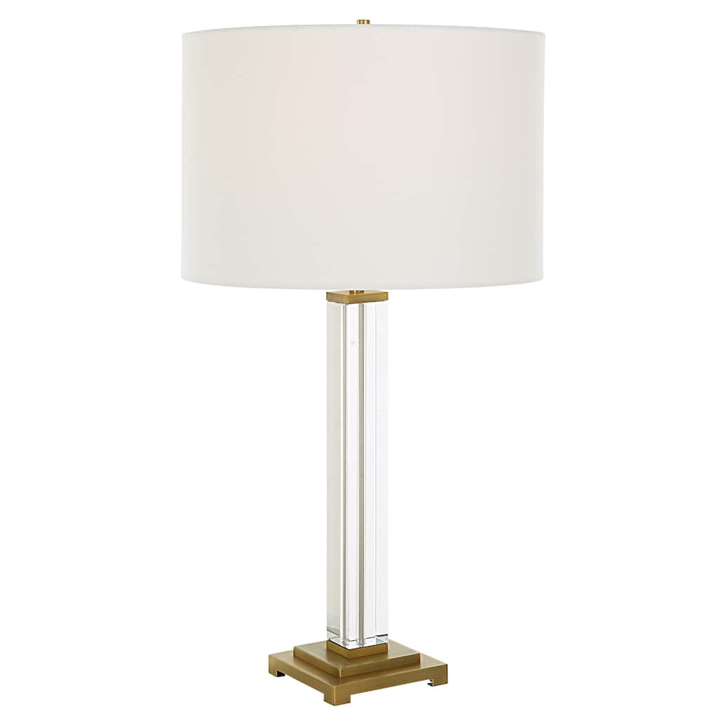 Uttermost Crystal Column Table Lamp - 28"H,   Shade 10"H x 15"Dia