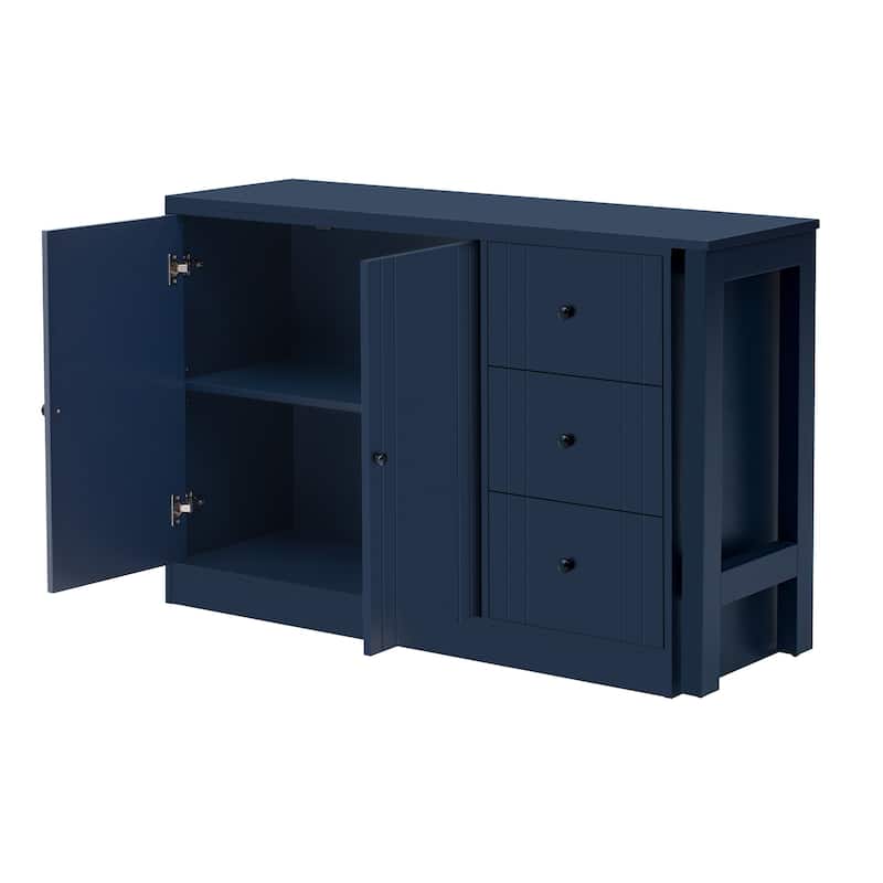 89.7"Wooden Sideboard with Extendable Table,Multifunctional Storage Cabinet with 2 Doors and 3 Drawers,for Living Room,Study