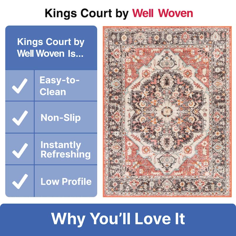 Well Woven Kings Court Zazzu Traditional Medallion Oriental Area Rug