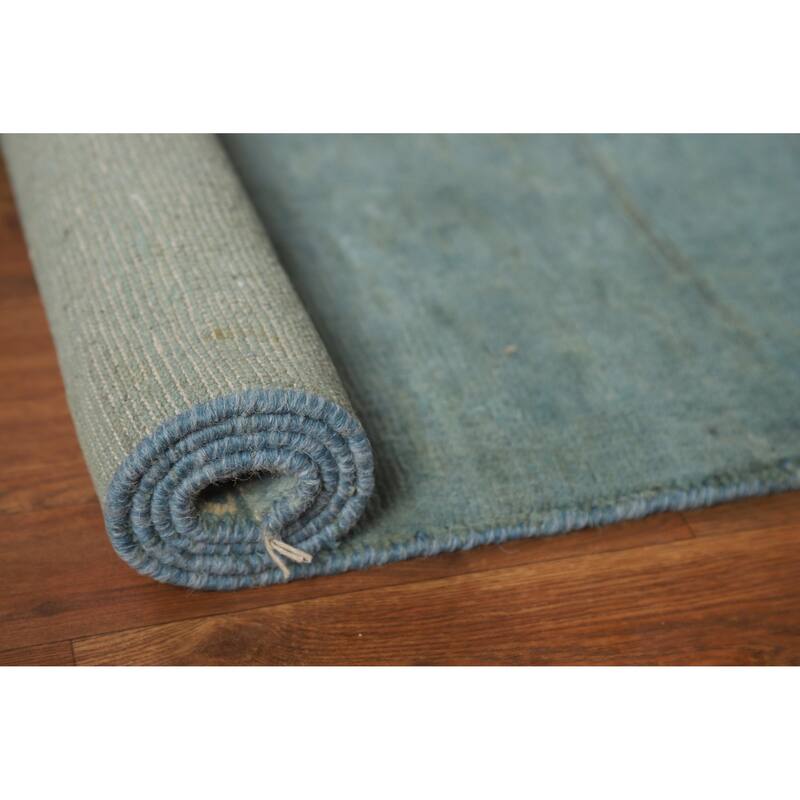 Light Blue Modern Gabbeh Oriental Rug Hand-Knotted Wool Carpet - 3'3" x 4'10"