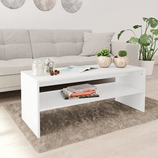 Wood Rectangular Coffee Table with Open Storage Shelf - Bed Bath ...
