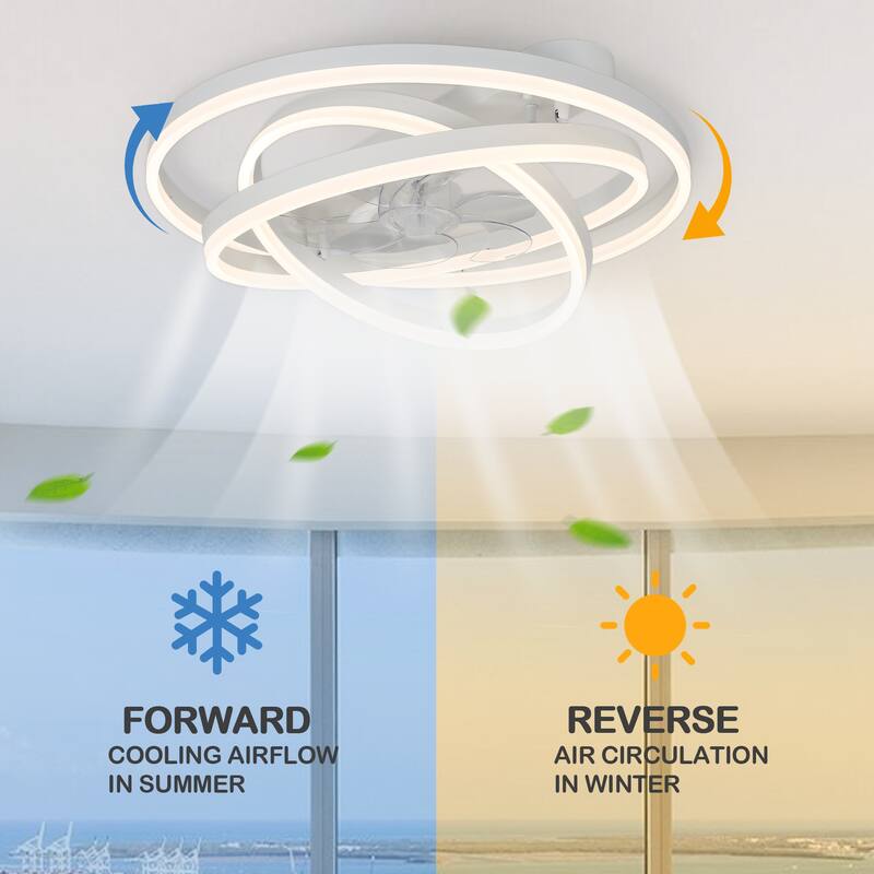 24" Oaks Aura DIY Shade Modern Black Low Profile Ceiling Fan with Light, Smart App Control Flush Mount Ceiling Fan with Remote