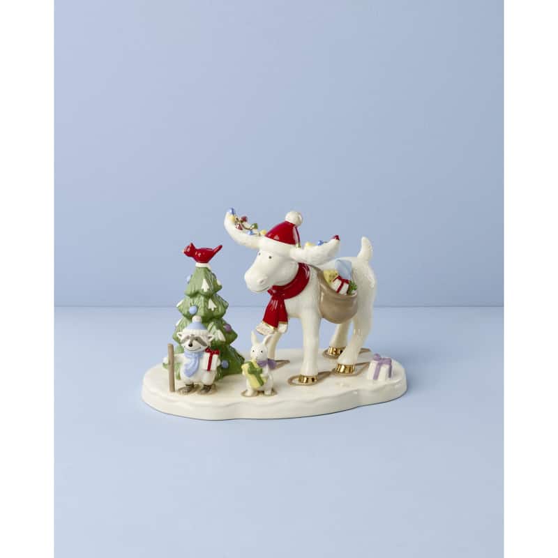 Lenox Marcel the Moose Delivering Gifts Figurine