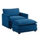 preview thumbnail 90 of 150, Corduroy Sectional Sofa with Removable Ottomans & Ultra-soft Cushions for Living Room & Bedroom 1 Seat with 1 Ottoman - Navy