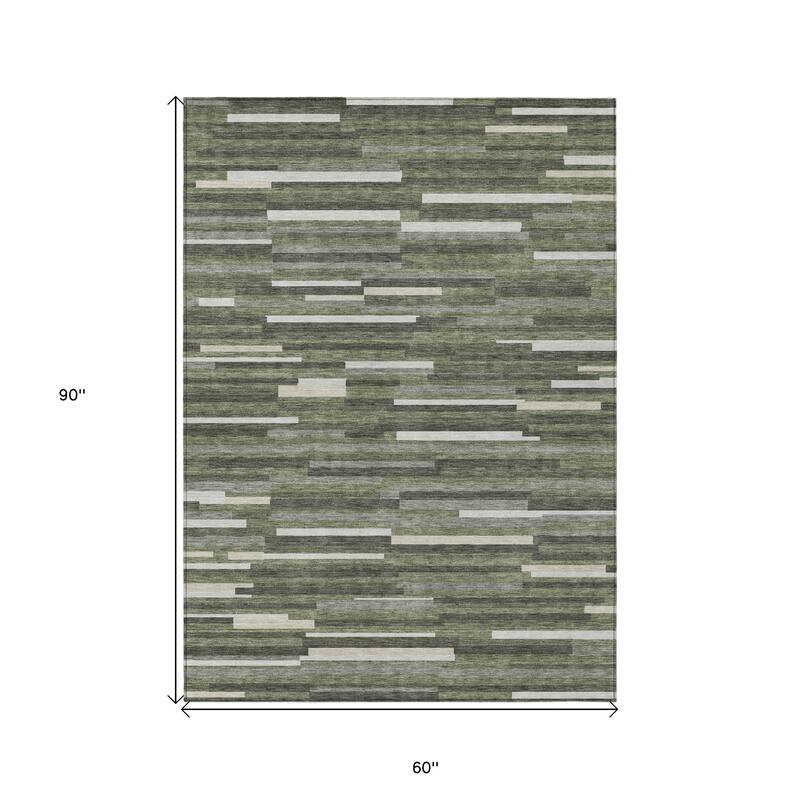 HomeRoots Striped Transitional Rectangle Outdoor Rug