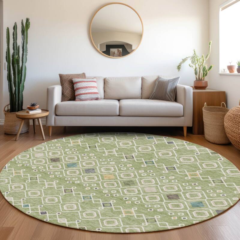 Premium Washable Super Soft Moroccan Global Mayfield Rug - Aloe - 8' x 8'