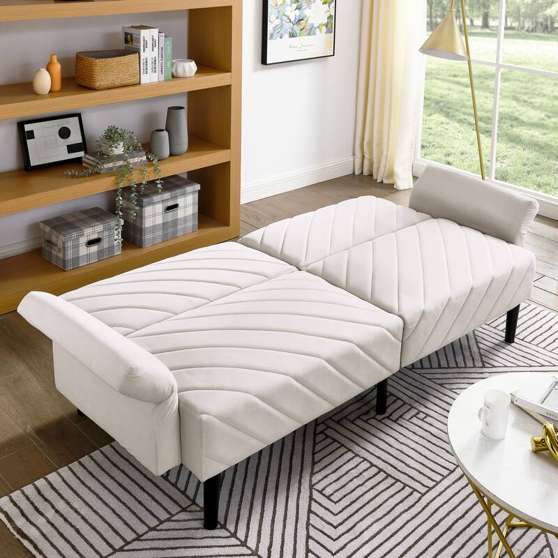 78'' Modern Tufted Velvet Upholstered Convertible Folding Sofa Bed with Adjustable Armrests