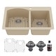 preview thumbnail 22 of 89, Karran Drop-In Quartz 33 in. 1-Hole 60/40 Double Bowl Kitchen Sink Kit Bisque