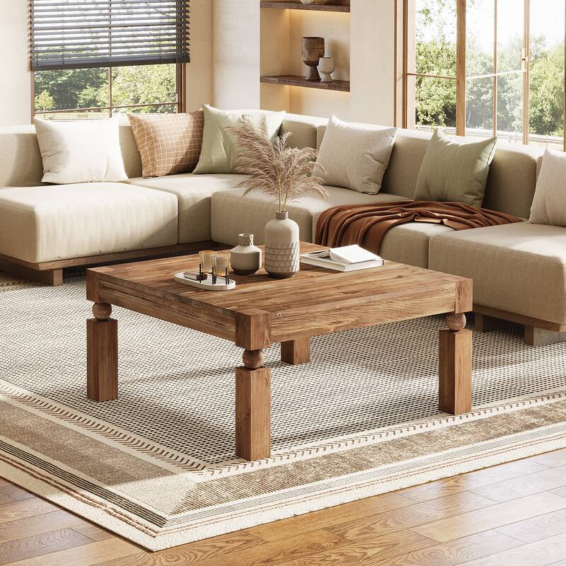 Solid Wood Coffee Table, Living Room Center Cocktail Accent Table
