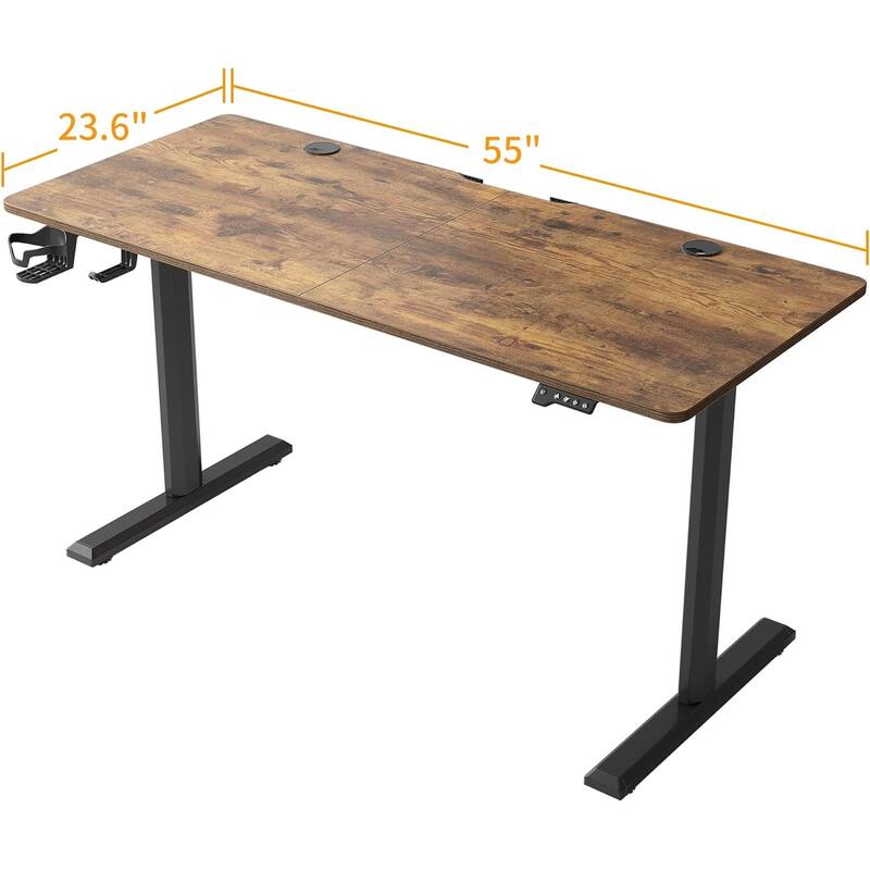 FEZIBO Height Adjustable Electric Standing Desk, Stand up Table, Sit Stand Home Office Desk with Splice Board