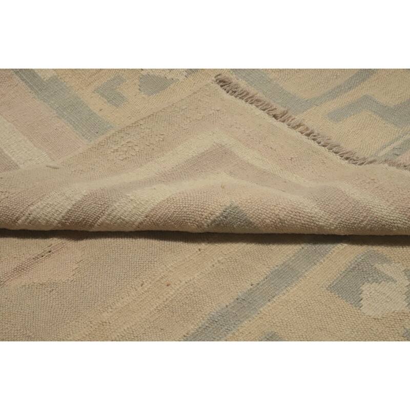 Hand Woven Oriental 100% Wool Carpet Southwestern Tribal Beige & Ivories Kilim Area Rug - 5' 11'' X 4' 1''