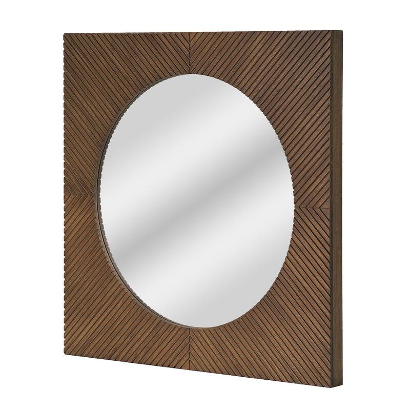 American Art Decor Carved Recollections Box Top Carved Mirror in Brown - 24" x 24" - Brown